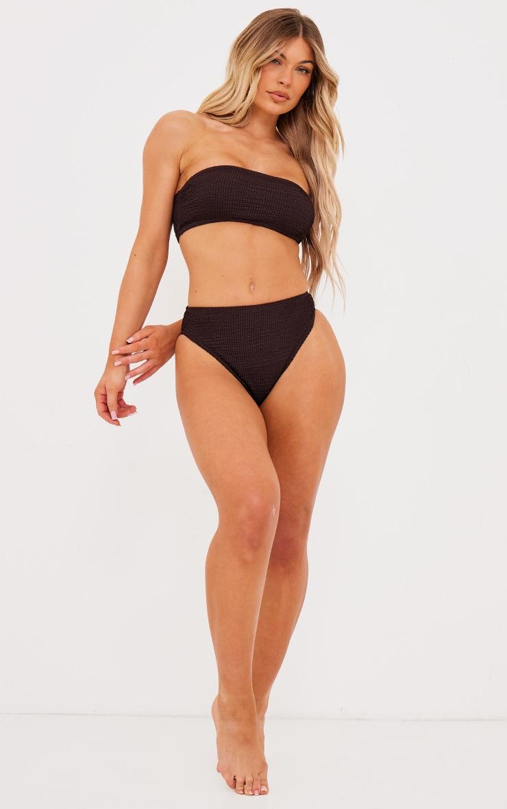 Chocolate Mix & Match Crinkle Bandeau Bikini Top Product Image