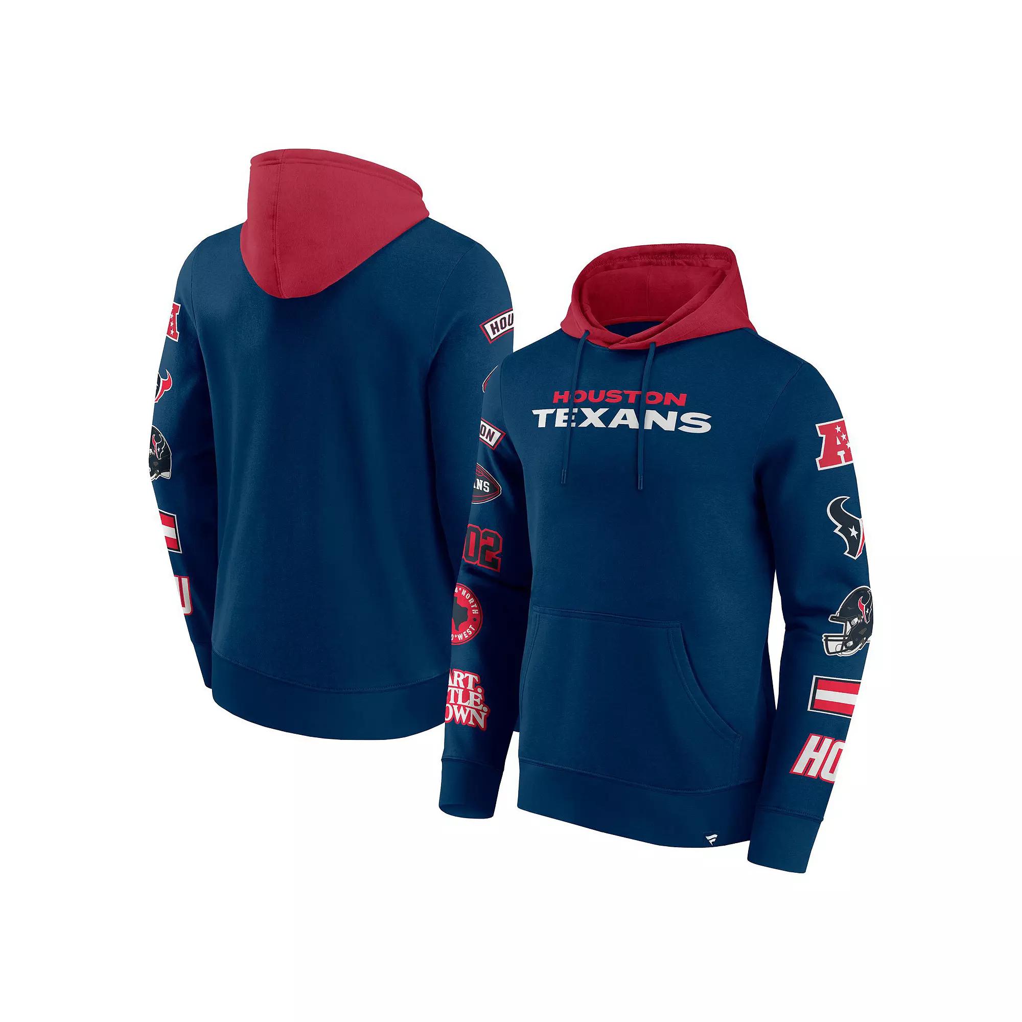 Men's Fanatics Navy/Cardinal Houston Texans Patched Out Pullover Hoodie,  Product Image
