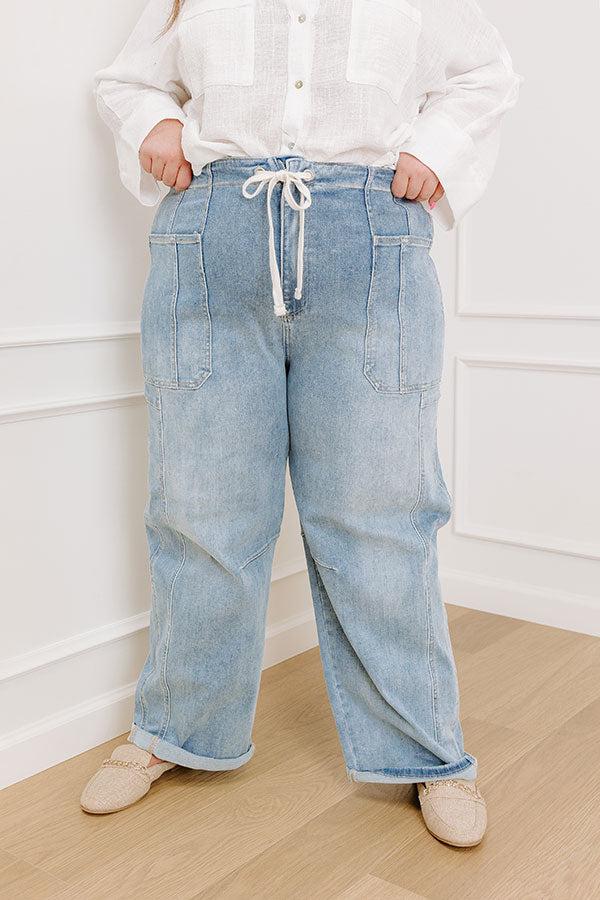 RISEN Lillian High Waist Barrel Leg Cargo Jean Curves Product Image