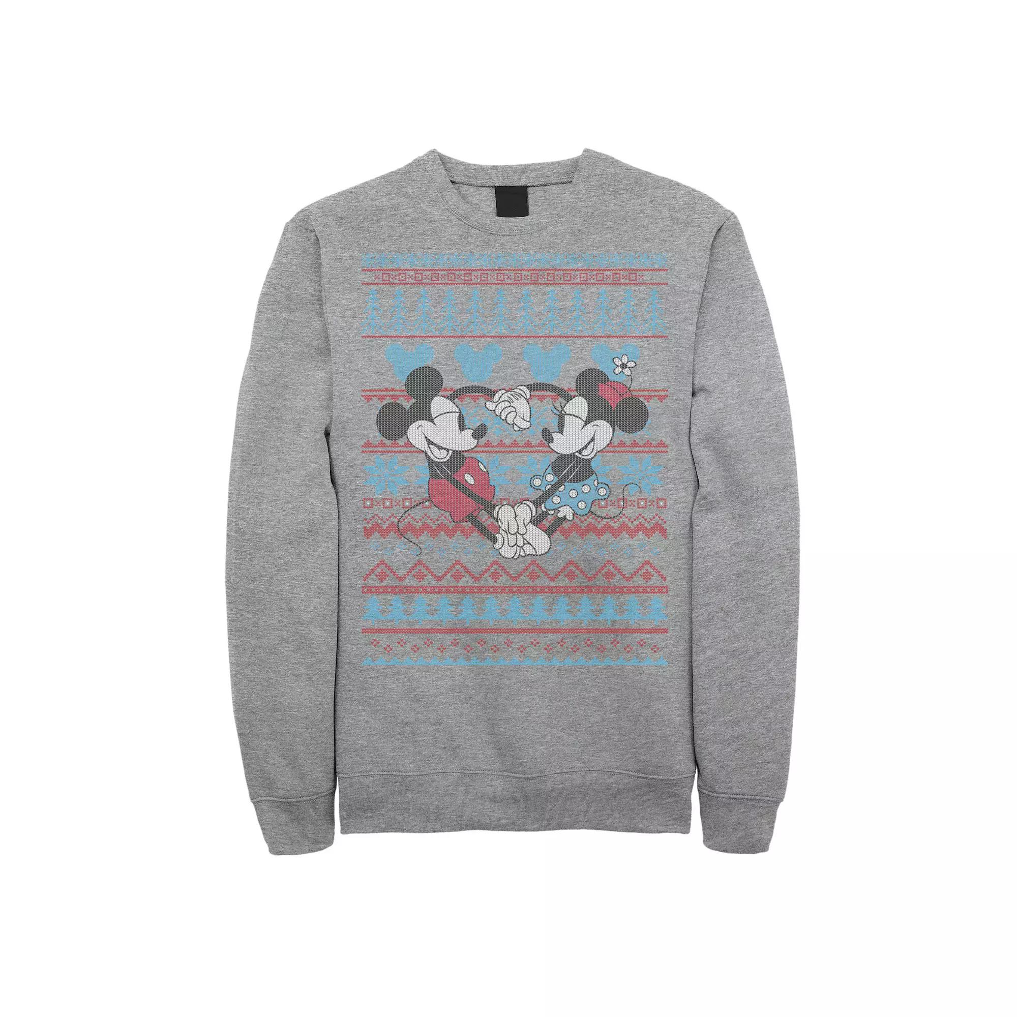 Disney's Mickey And Minnie Mouse Christmas Sweater Style Men's Sweatshirt,  Product Image