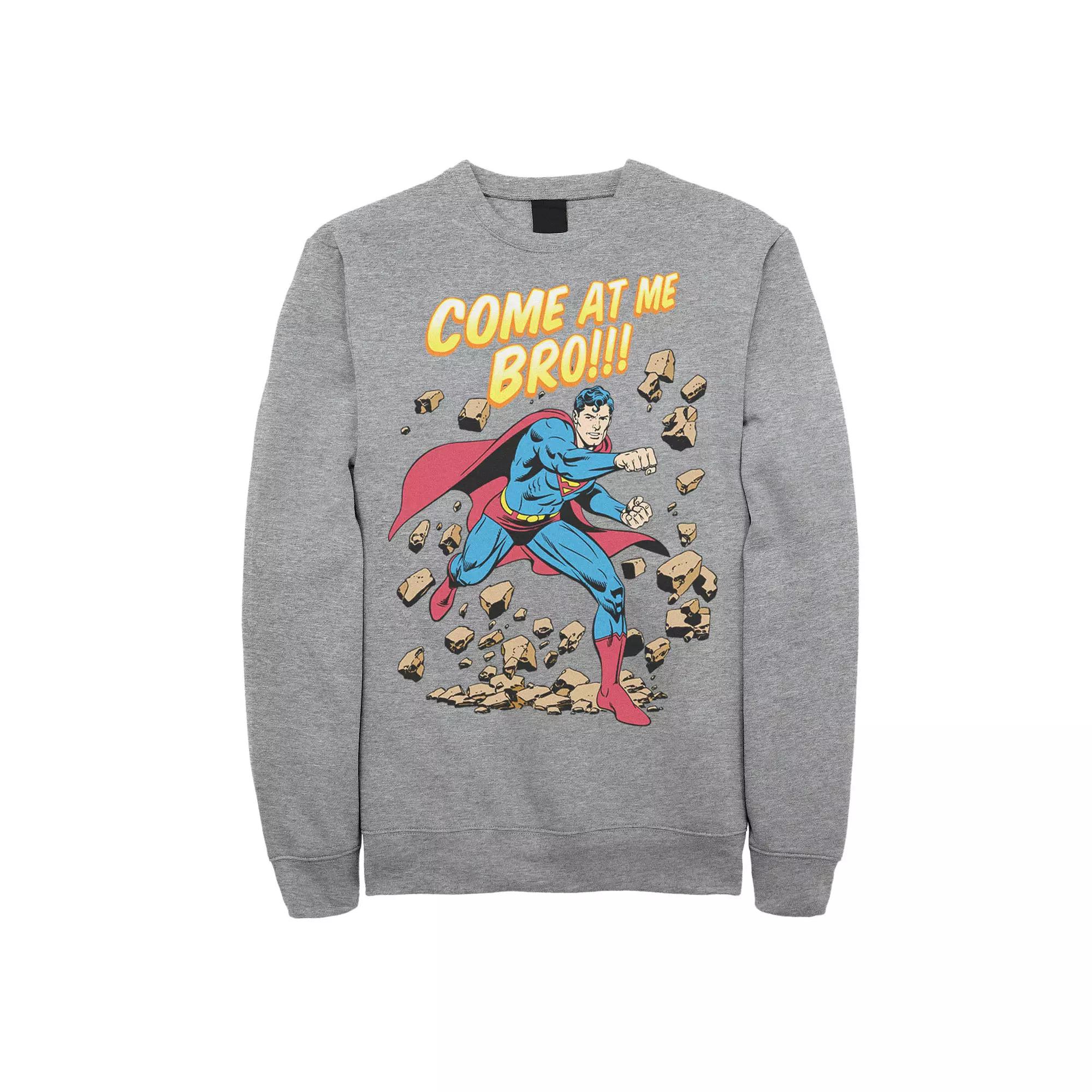 Men's DC Comics Superman Come At Me Bro Text Poster Graphic Fleece Pullover,  Product Image