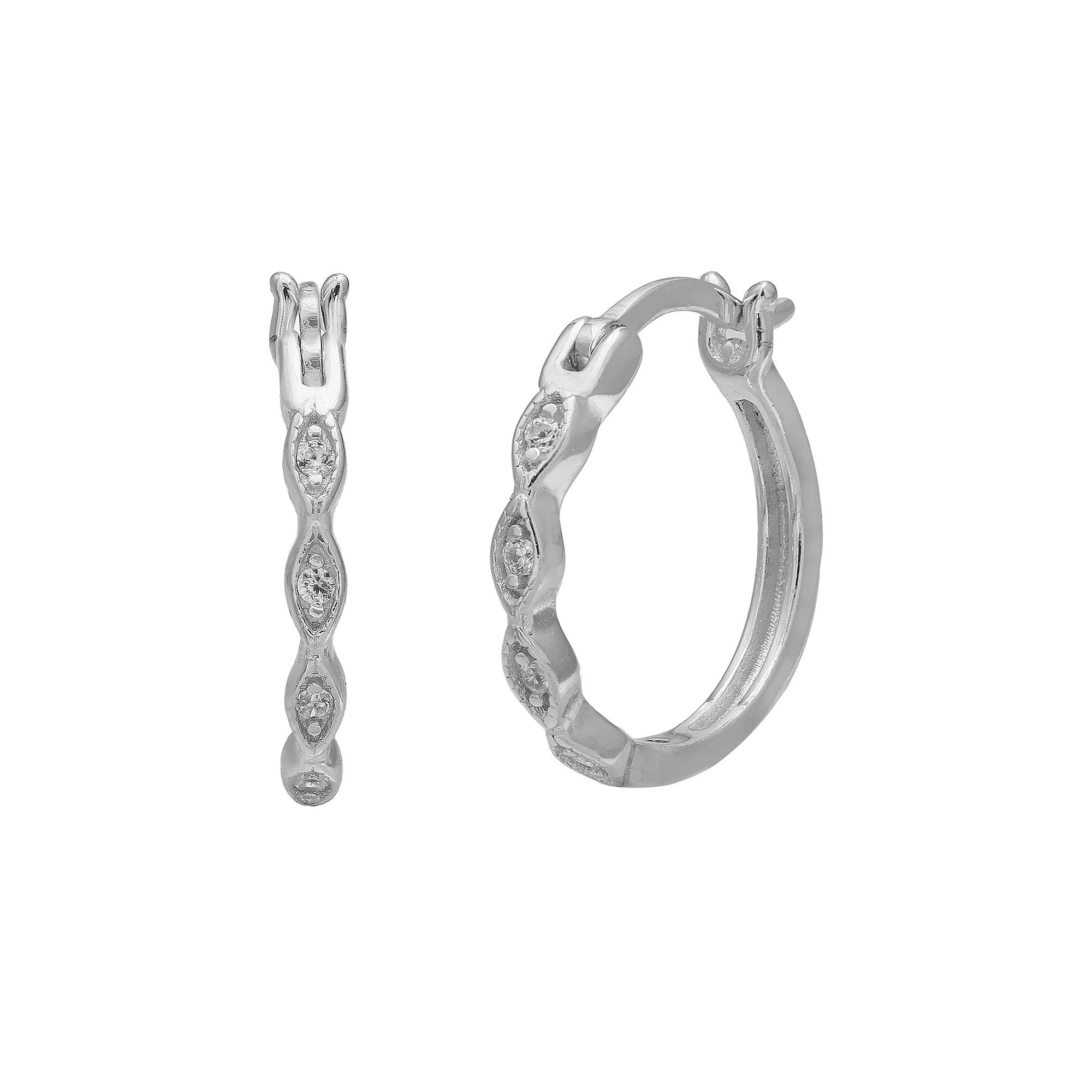 PRIMROSE Sterling Silver Cubic Zirconia Hoop Earrings, Women's, Size: 15 mm Product Image