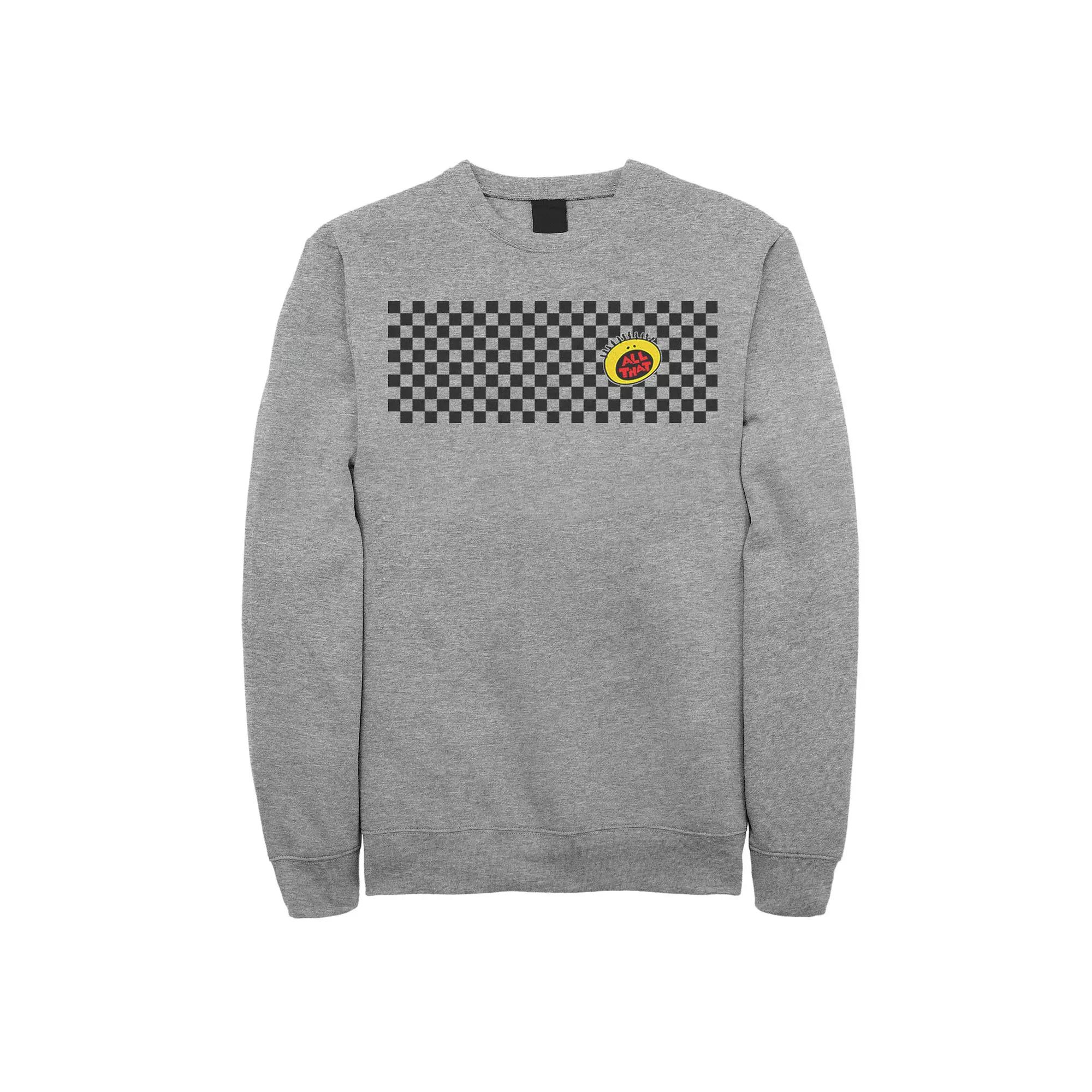 Men's Nickelodeon All That Left Chest Logo Paneled Checkers Graphic Fleece Pullover,  Product Image