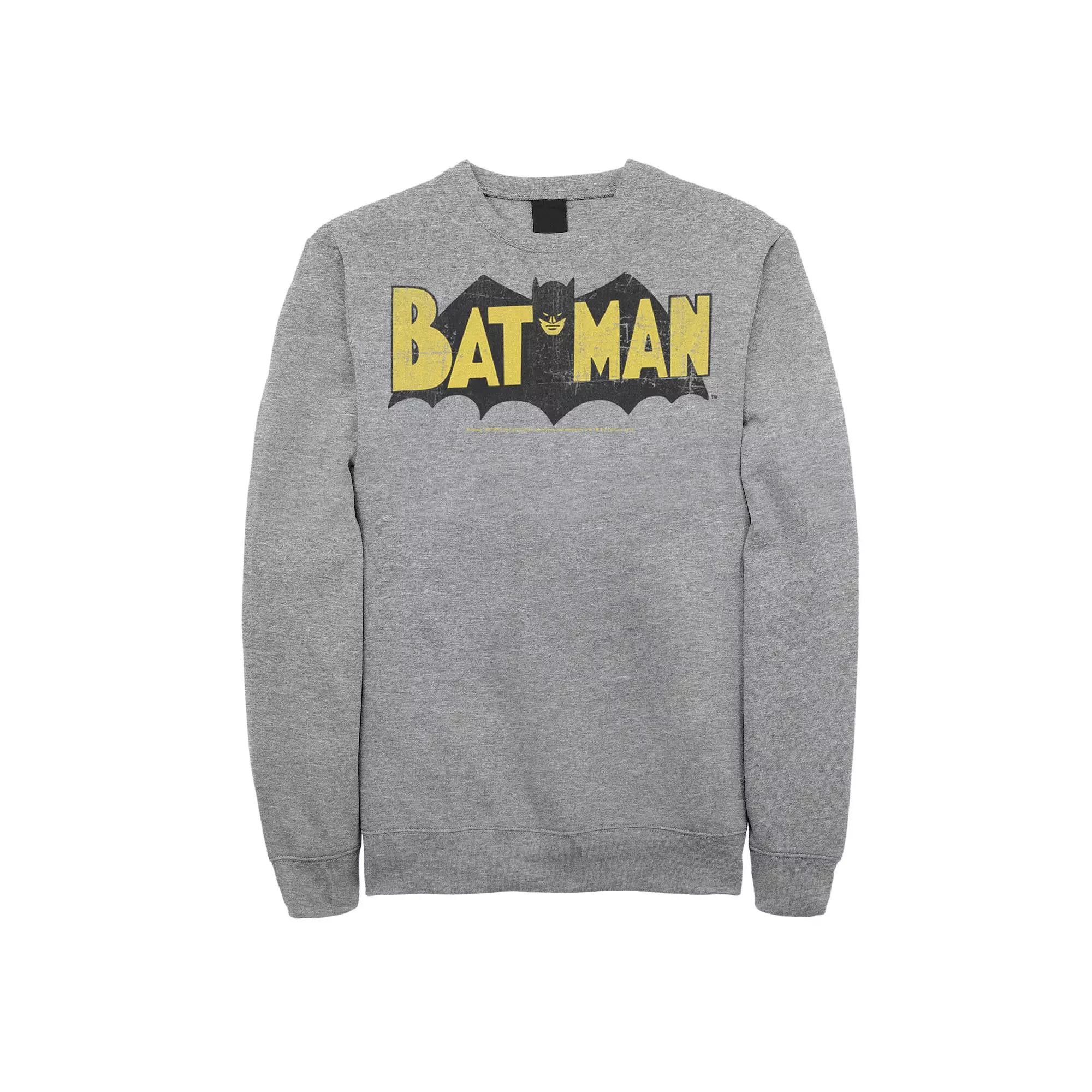 Men's DC Comics Batman Large Block Text Logo Sweatshirt, Athletic Grey Product Image