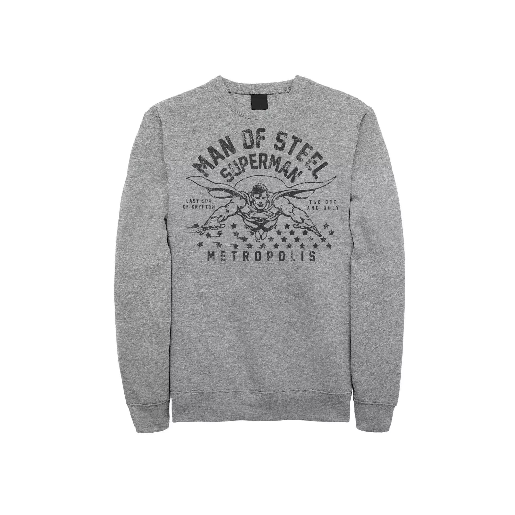 Men's DC Comics Superman Man Of Steel Line Art Portrait Sweatshirt, Size: XXL, Athletic Grey Product Image