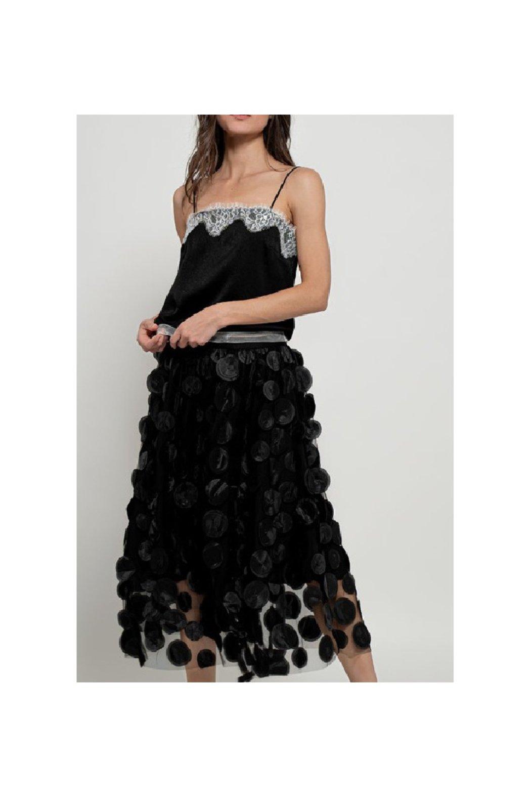 Polka Dot Tulle Midi Skirt with Elastic Waist Product Image