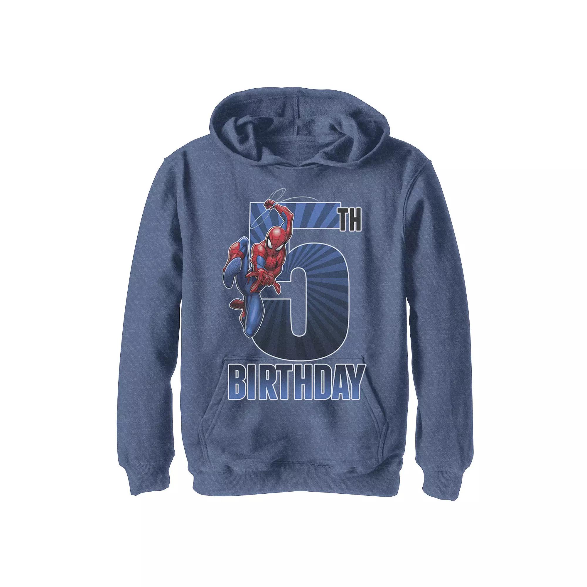 Boys 8-20 Marvel Spider-Man Swinging 5th Birthday Graphic Fleece Hoodie, Boy's,  Product Image