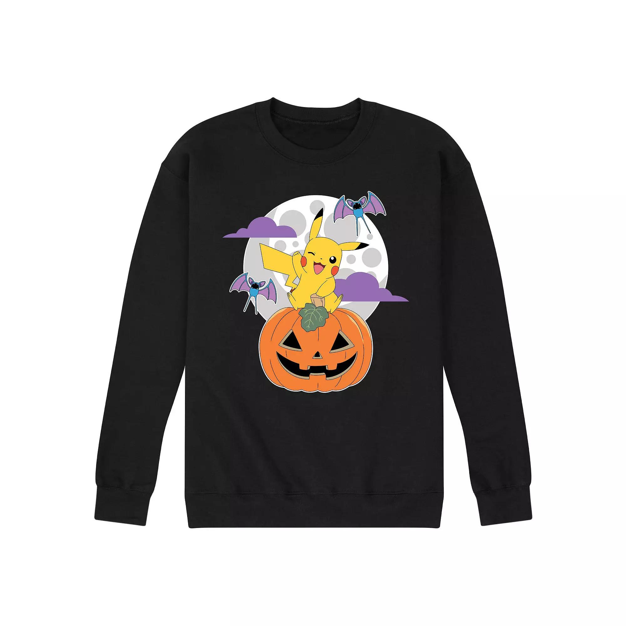 Men's Pokemon Pikachu Pumpkin With Moon Fleece Pullover,  Product Image