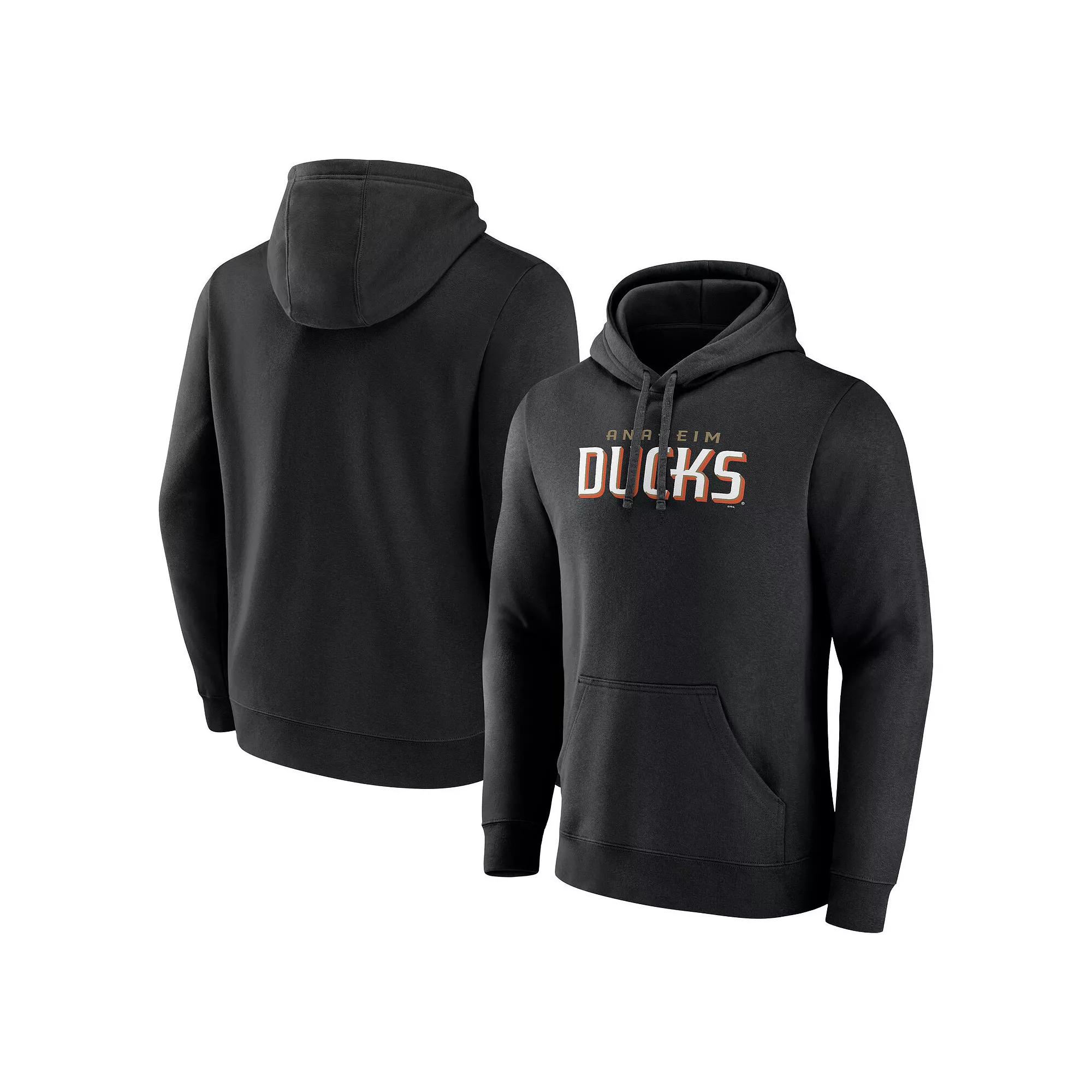Men's Fanatics Black Anaheim Ducks Wordmark Logo Fleece Pullover Hoodie,  Product Image