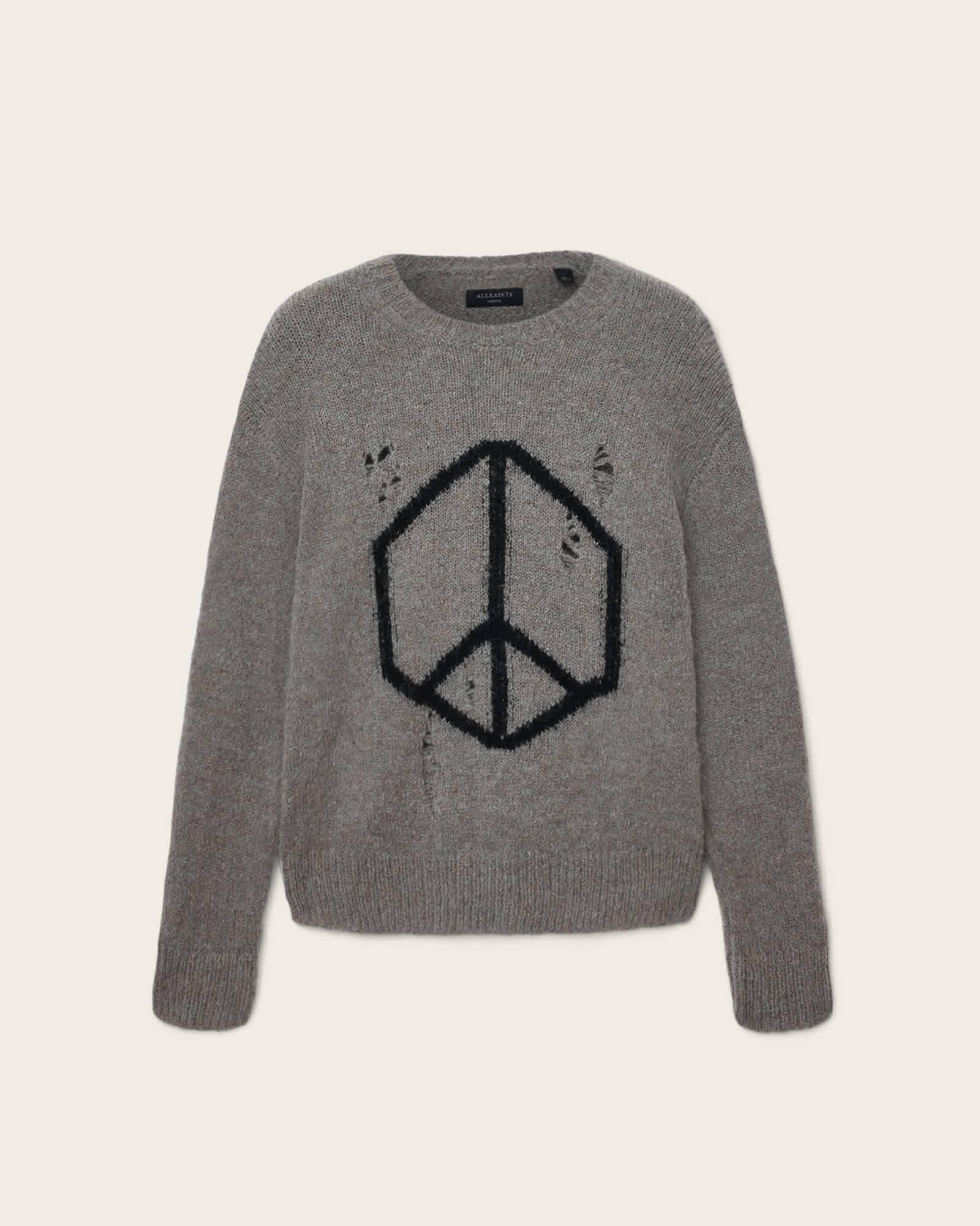 Message Oversized Wool Sweater Gunmetal Grey | ALLSAINTS US Product Image