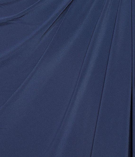 Alex Evenings Petite Size Embellished Boat Neck 3/4 Sleeve Ruched Side Slit Dress Product Image