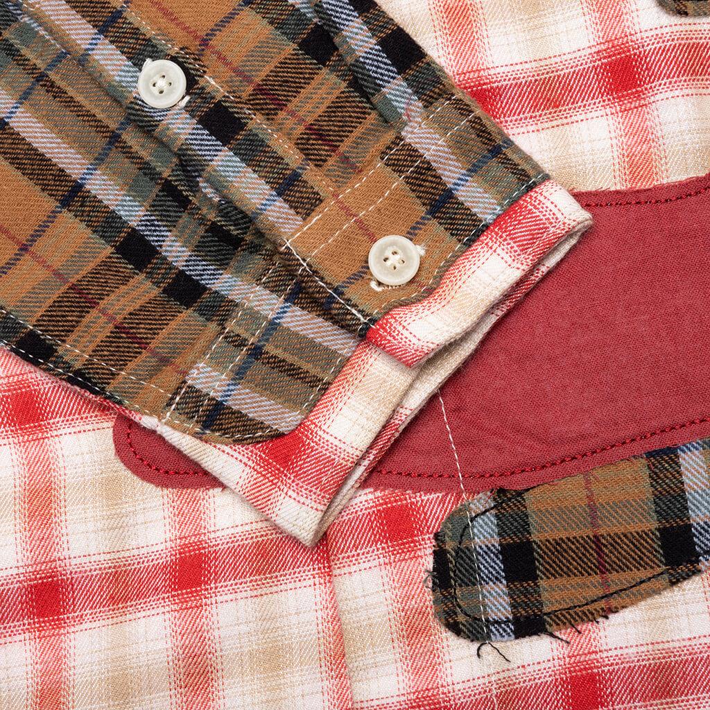 Patchwork Face Flannel Shirt - Red Male Product Image