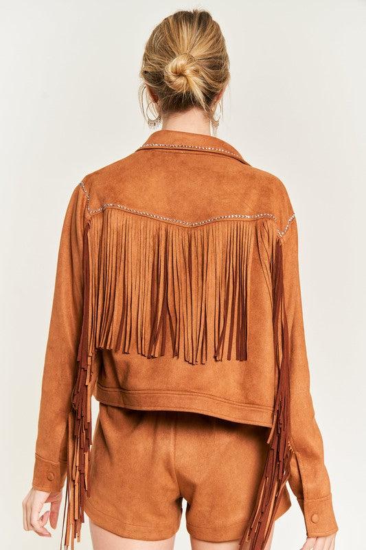 Suede studded fringe jacket PLUS JJO5009P Product Image