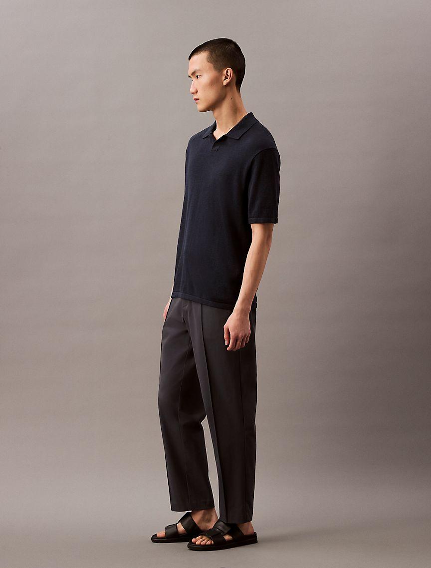 Linen Blend Sweater Polo Shirt Product Image