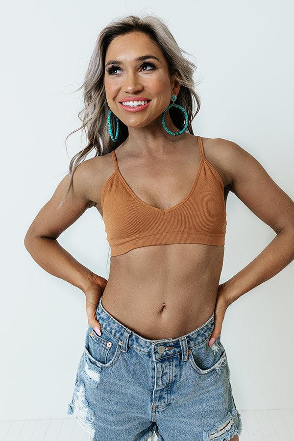 Back To Basics Seamless Ribbed Bralette In Camel Product Image