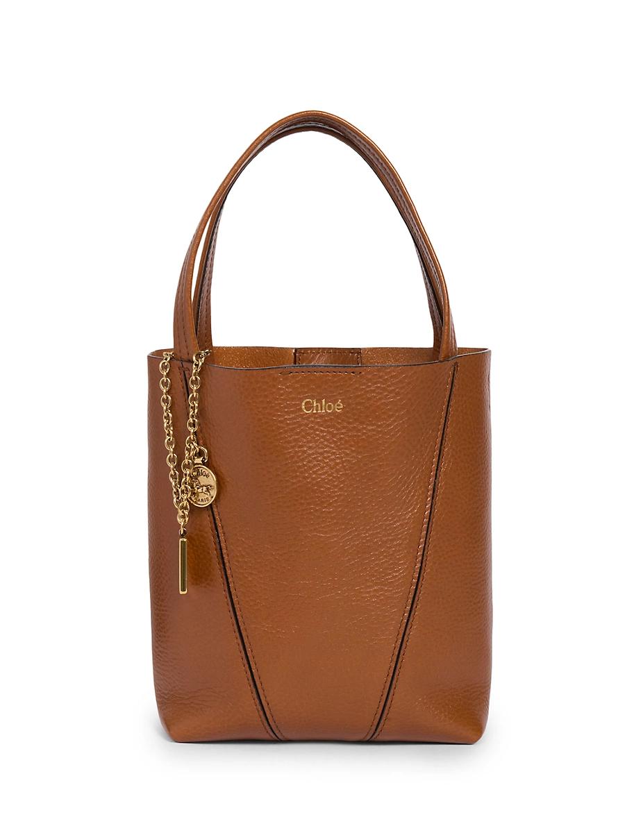 Womens Small Spin Leather Tote Bag Product Image