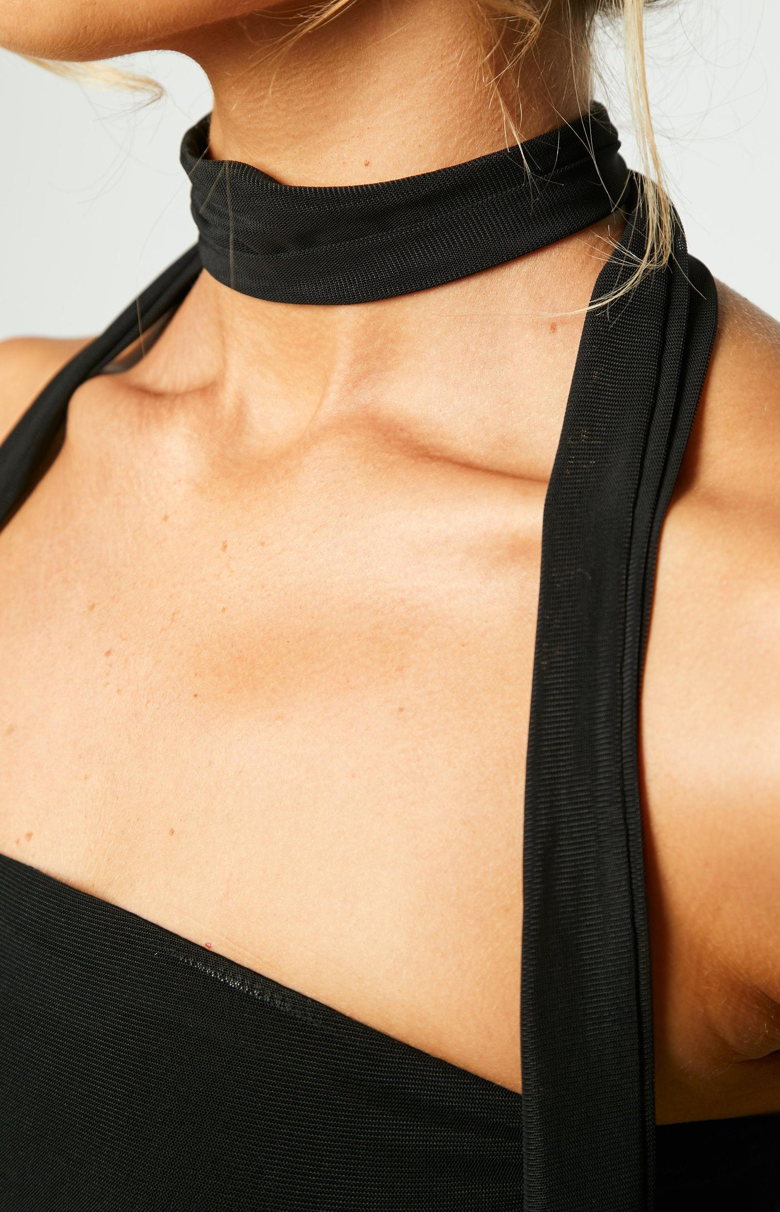 Shyla Black Strapless Mesh Mini Dress & Scarf Set Product Image