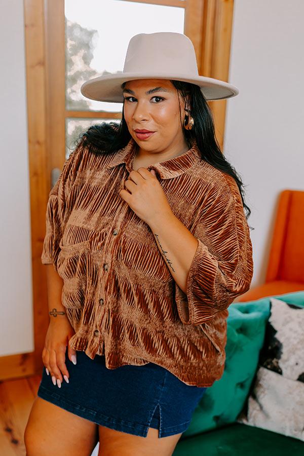 Roman Holiday Velvet Top In Brown Curves Product Image