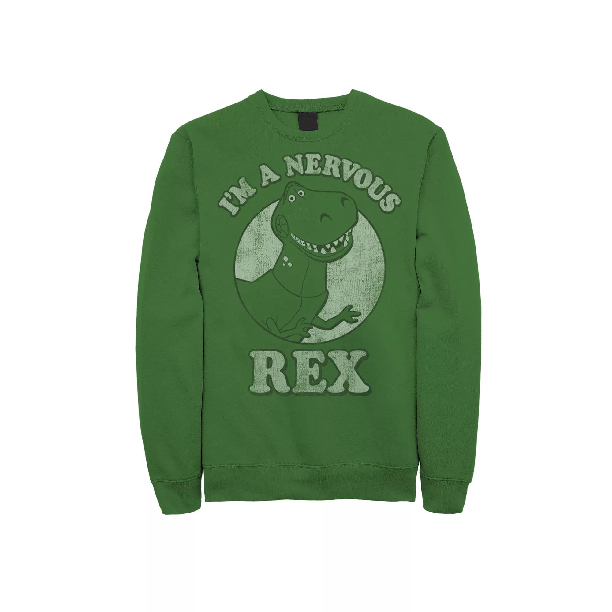 Men's Disney Pixar Toy Story I'm A Nervous Rex Dinosaur Sweatshirt, Size: XL, Kelly Product Image