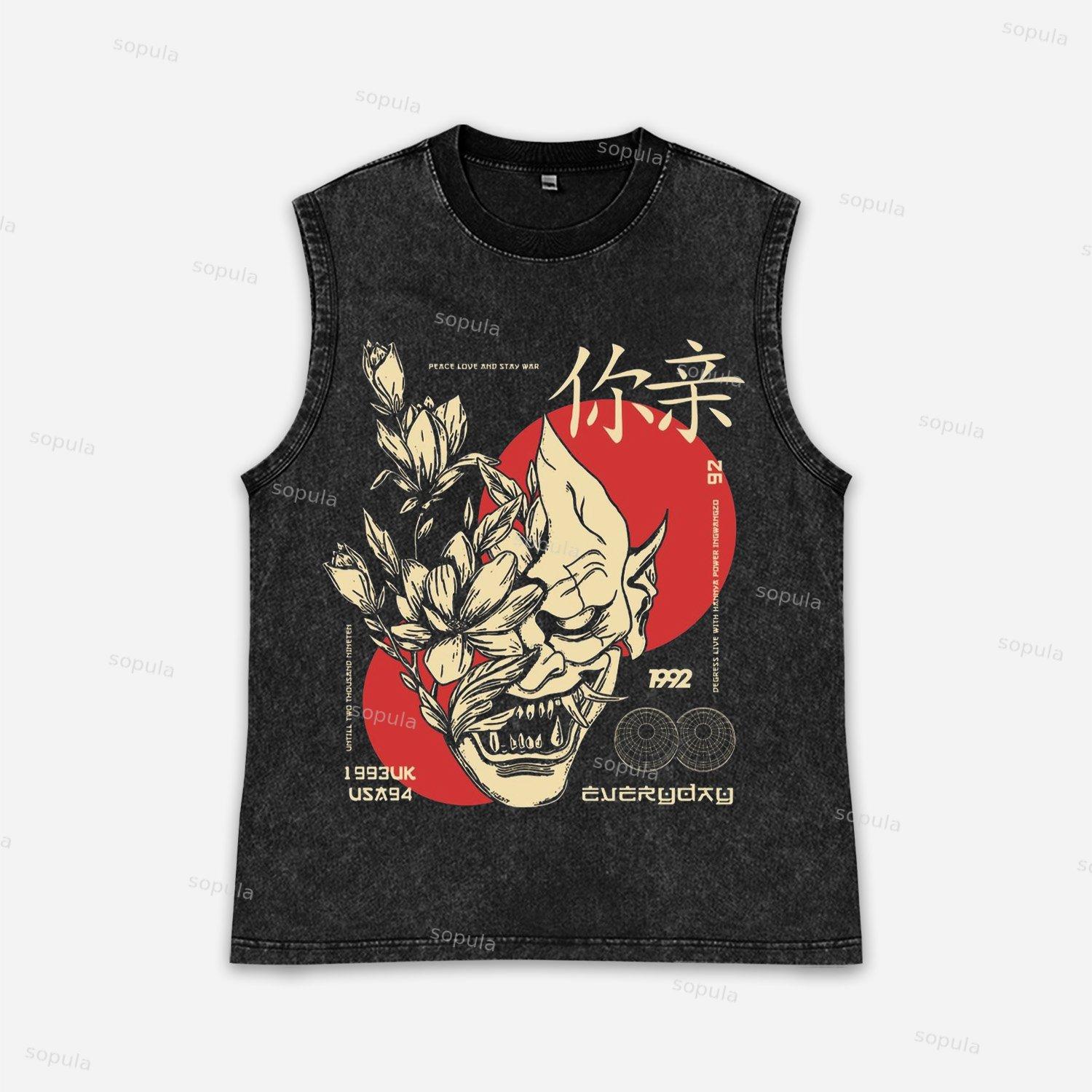 Japanese Warrior Art Acid Washed Tank Product Image