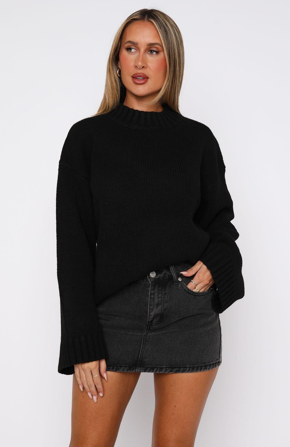 Winter's Chill Knit Sweater Black Product Image