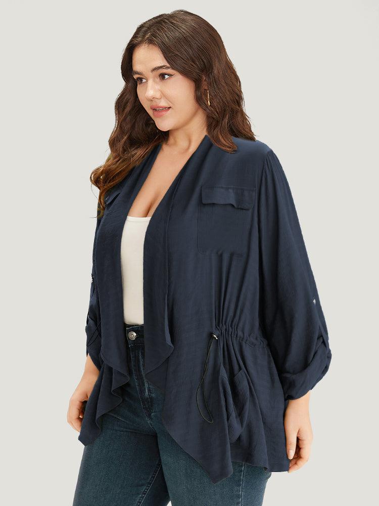 Supersoft Essentials Plain Pocket Asymmetrical Drawstring Coat Female Product Image