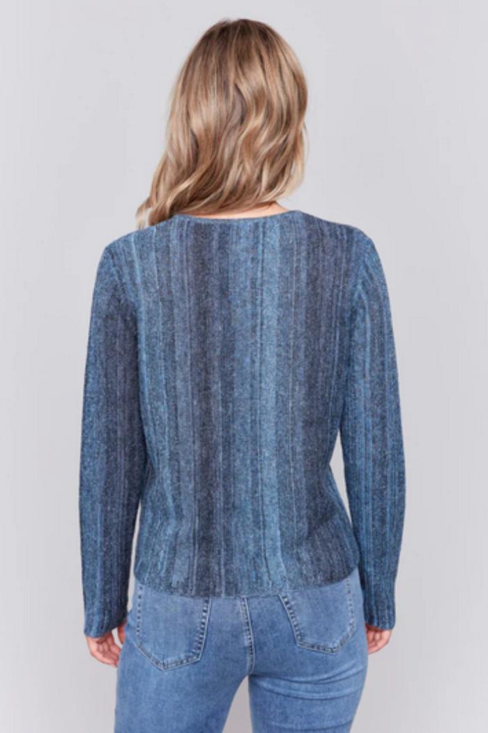 Sheer Space Dye Yarn Crew Neck Sweater Product Image