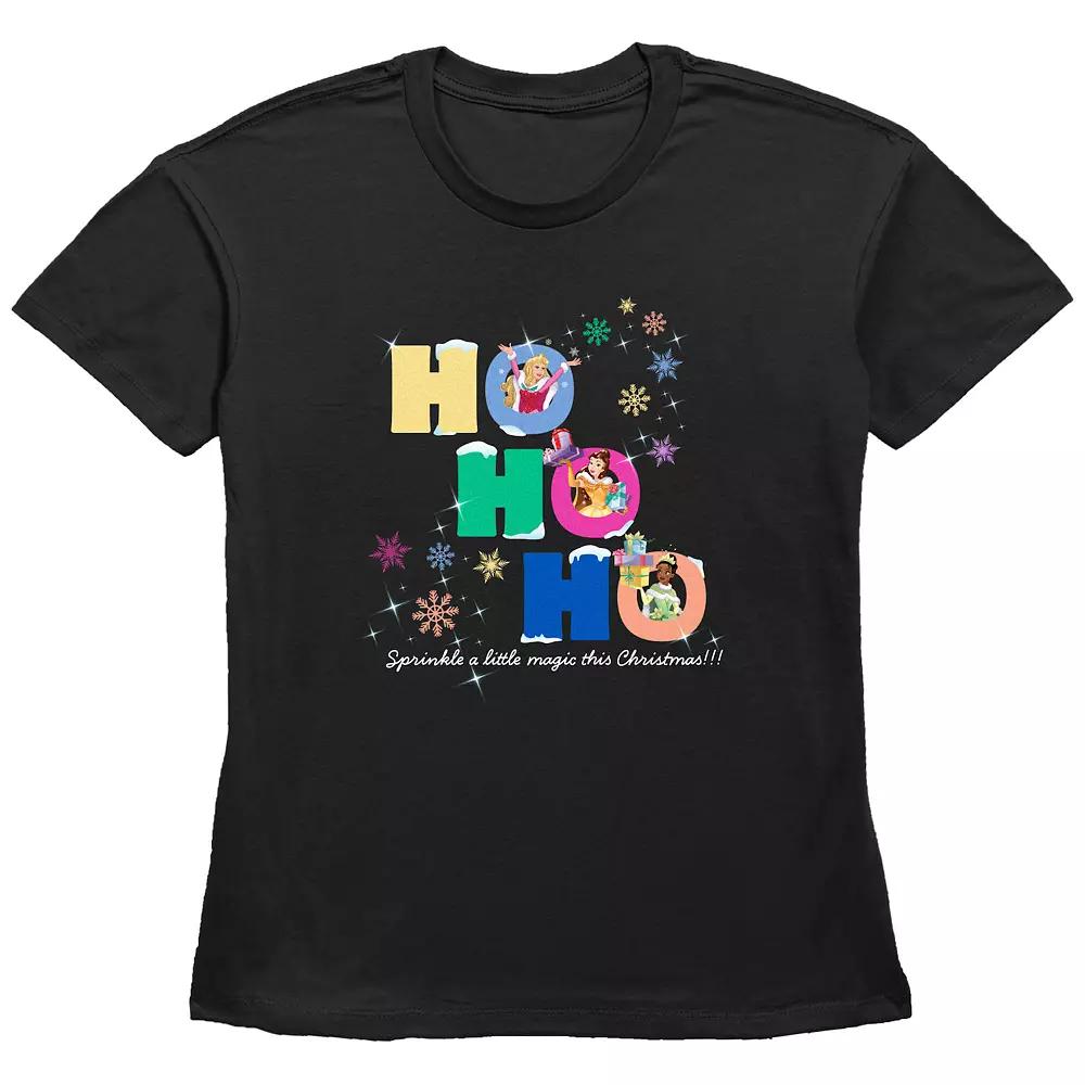 Disney Princess Aurora, Belle & Tiana Sprinkle A Little Magic This Christmas Women's Graphic Tee,  Product Image