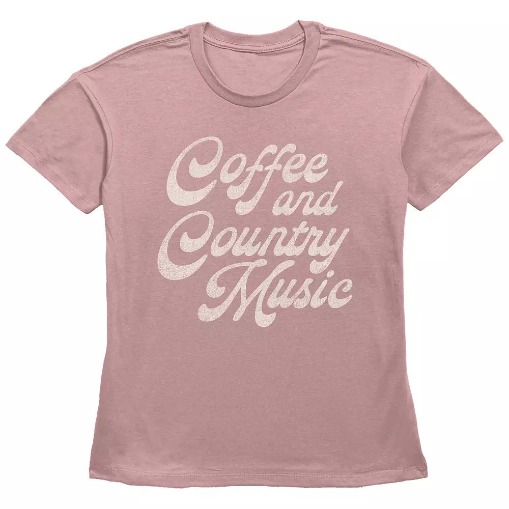 Women's Fifth Sun "Coffee and Country Music" Cursive Text Short Sleeve Graphic Tee, Girl's,  Product Image