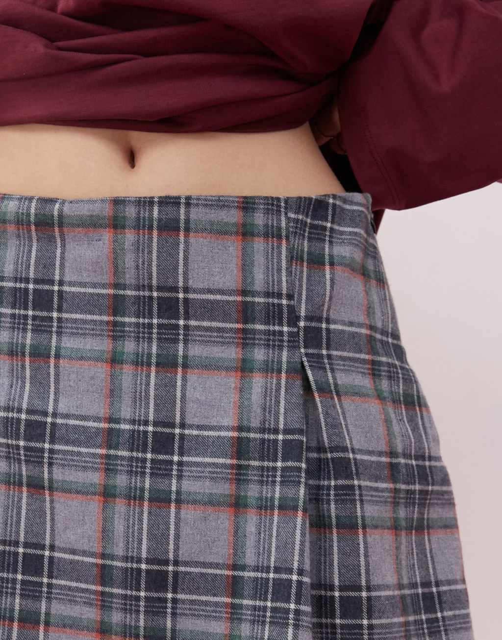 Reclaimed Vintage mini skort in blue plaid Product Image