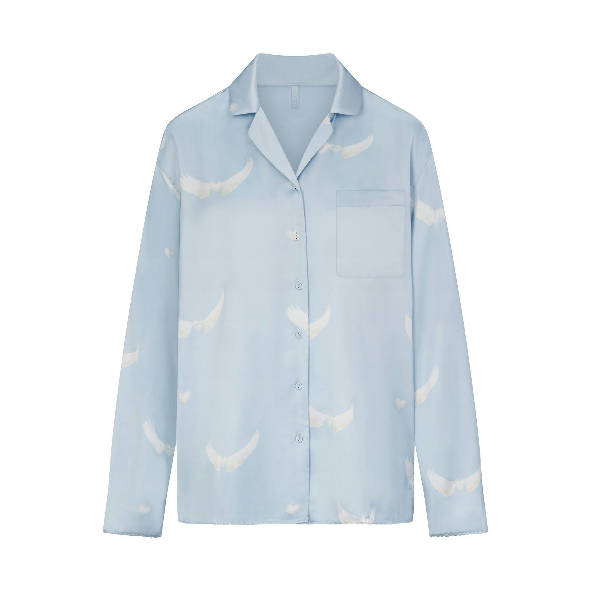 WOVEN SHINE LONG SLEEP SET | AERO WING HEARTS PRINT Product Image