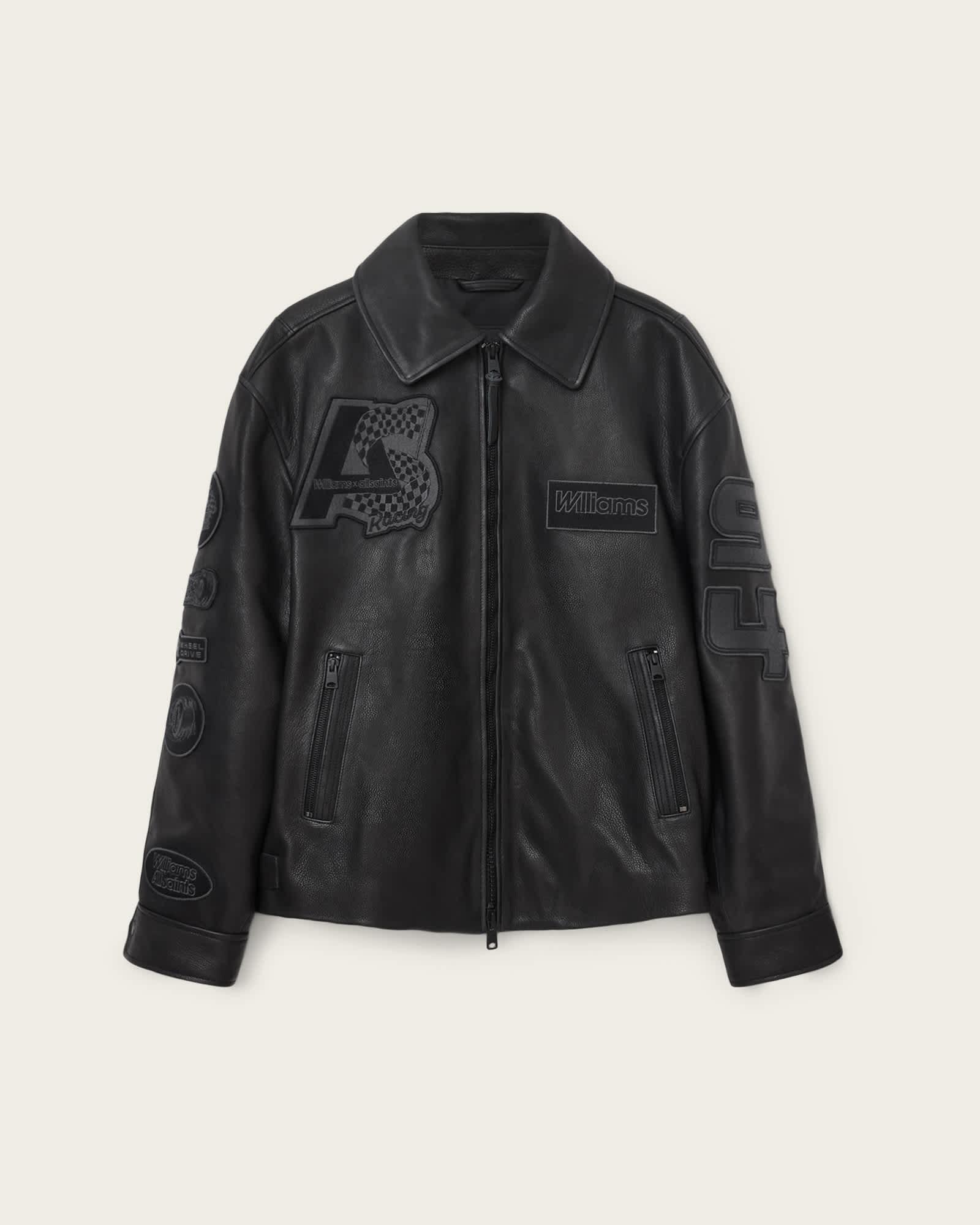 Williams X AllSaints Garrison Leather Jacket Black | ALLSAINTS US Product Image