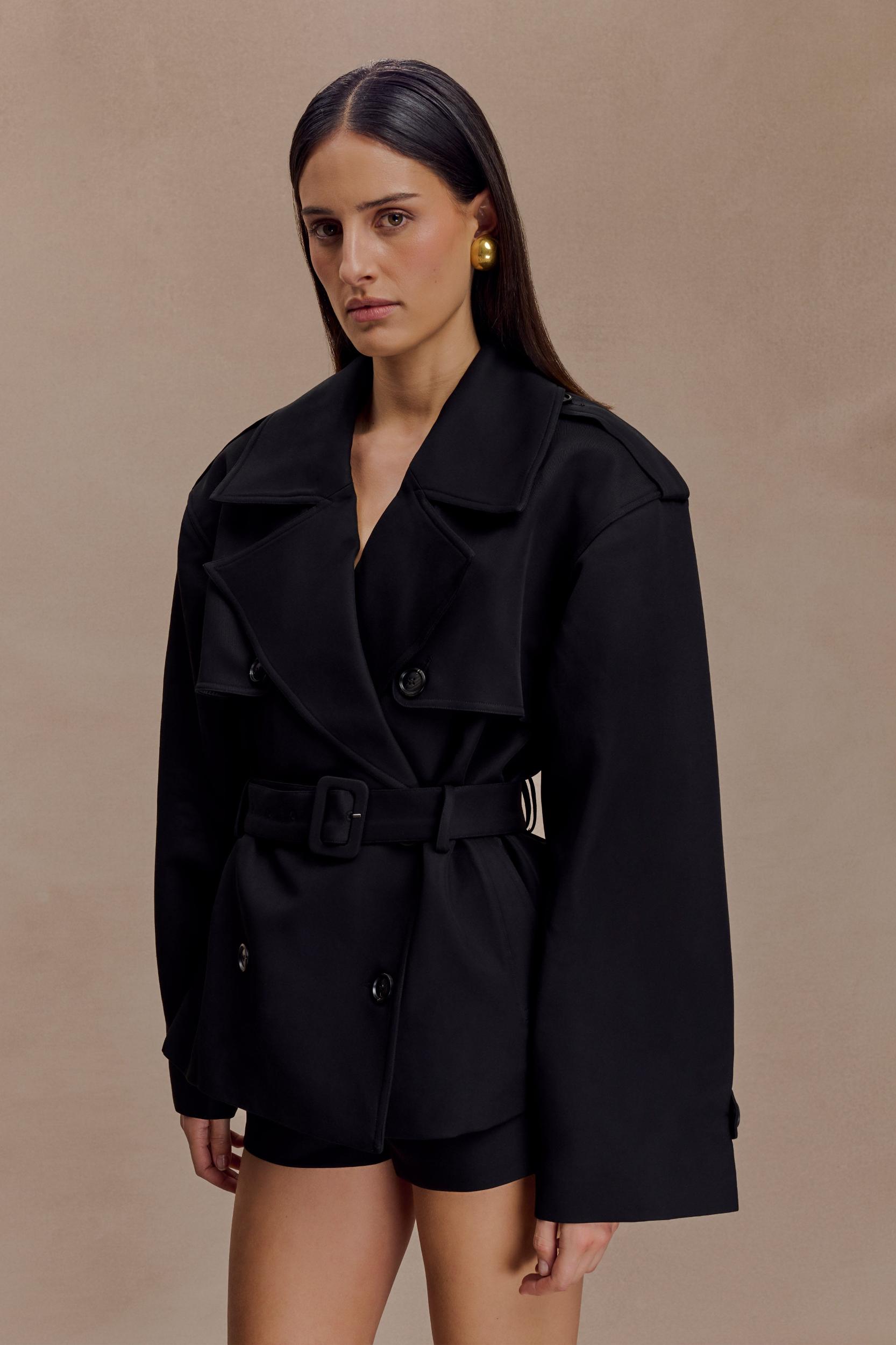 Alden Short Trench Jacket - Black Female Product Image