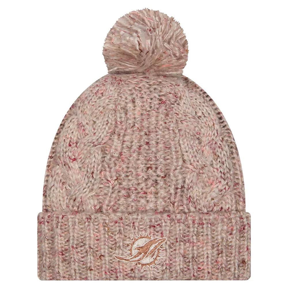Women's New Era Stone Miami Dolphins Trendy Tone Cuffed Knit Hat with Pom, Team Product Image