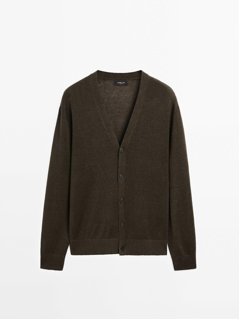 Linen blend knit cardigan Product Image