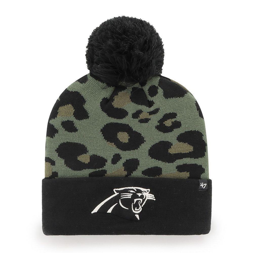 Women's '47 Green/Black Carolina Panthers Bagheera Cuffed Knit Hat with Pom Product Image