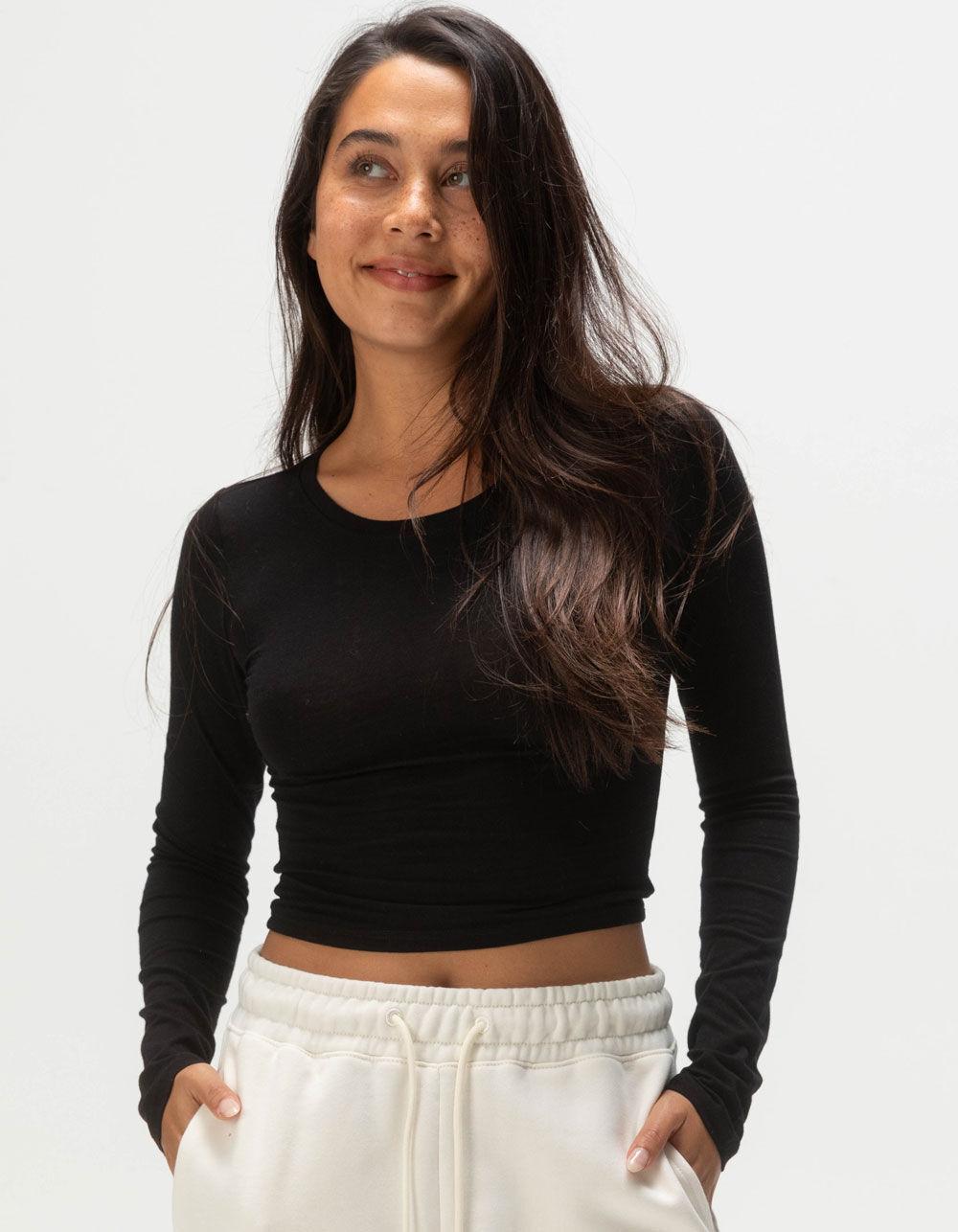 TILLYS Long Sleeve Womens Baby Tee - HEATHER GRAY Product Image