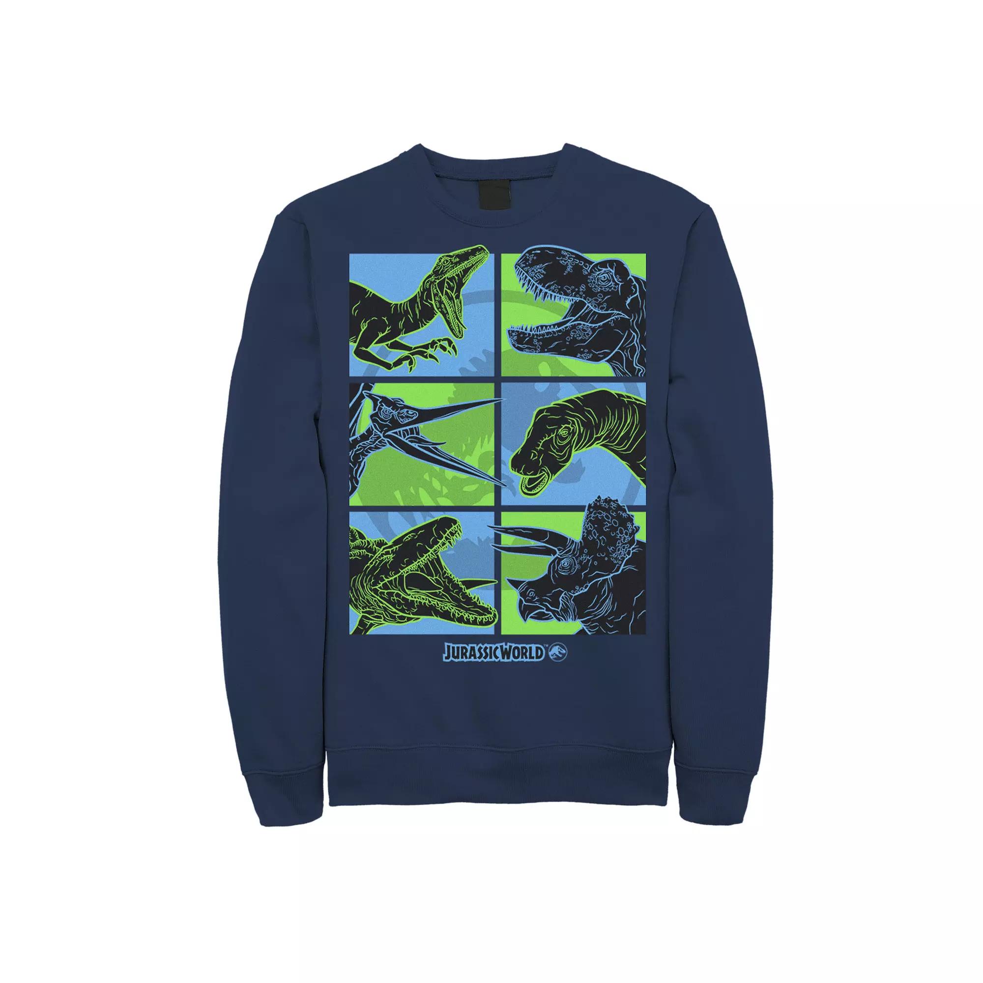 Men's Jurassic World Two Dino Faces Comic Pop Sweatshirt,  Product Image