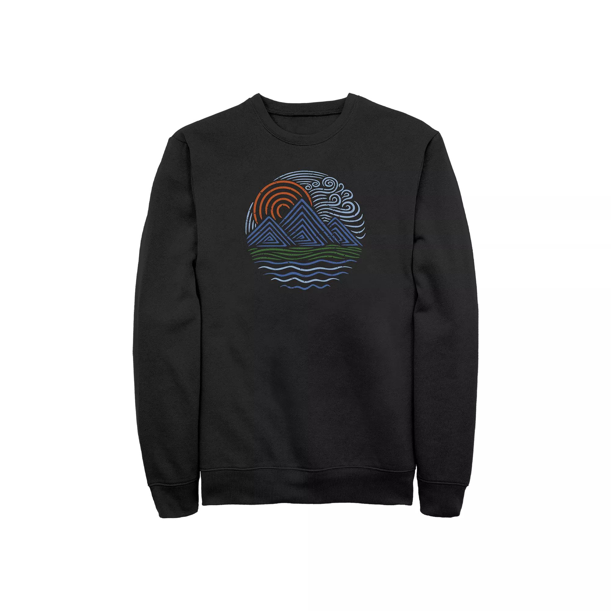 Big & Tall Outdoor Waves Graphic Fleece Sweatshirt, Men's, Size: Large Tall, Black Product Image
