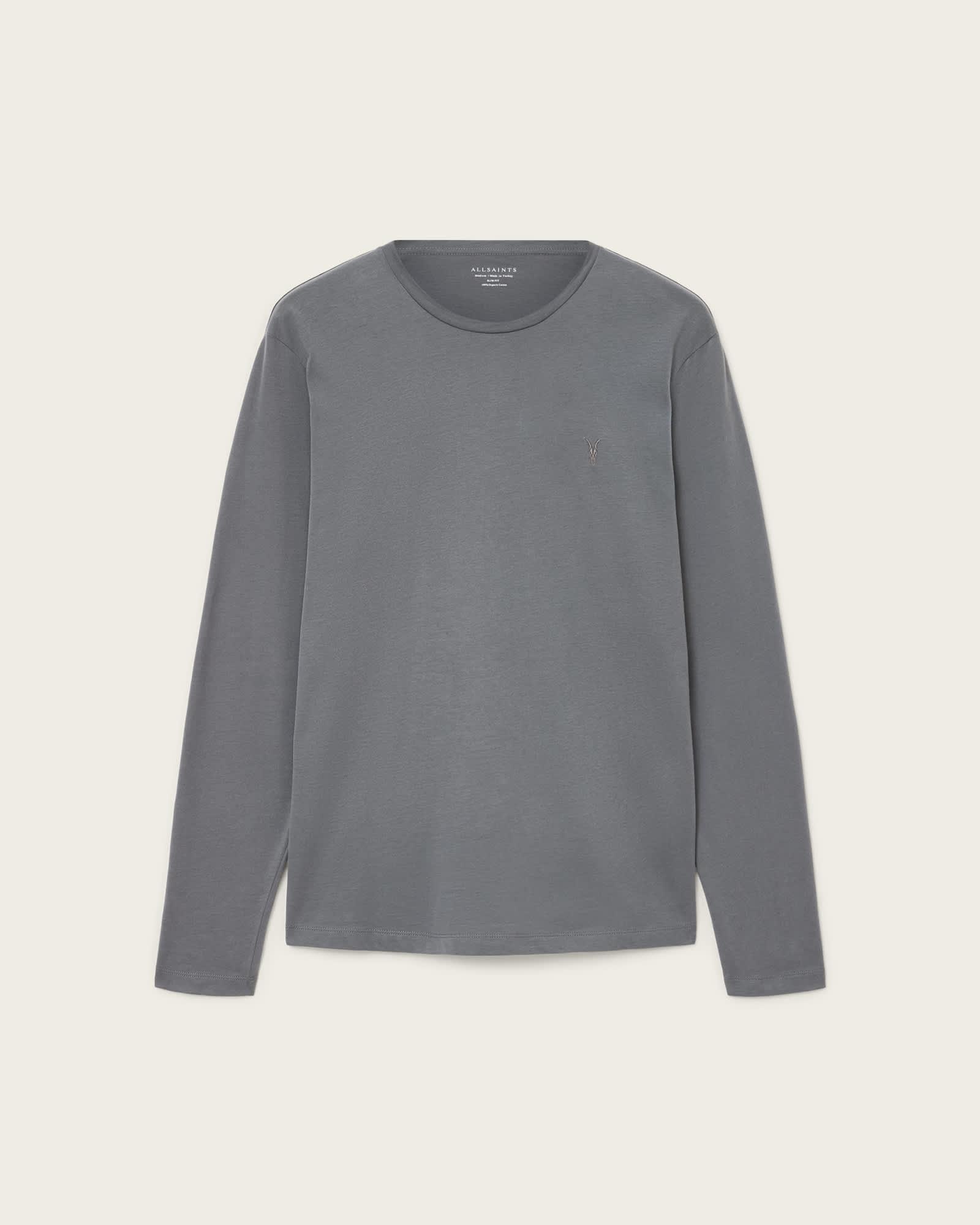 Brace Brushed Cotton Long Sleeve T-Shirt HAZED GREY | ALLSAINTS US Product Image