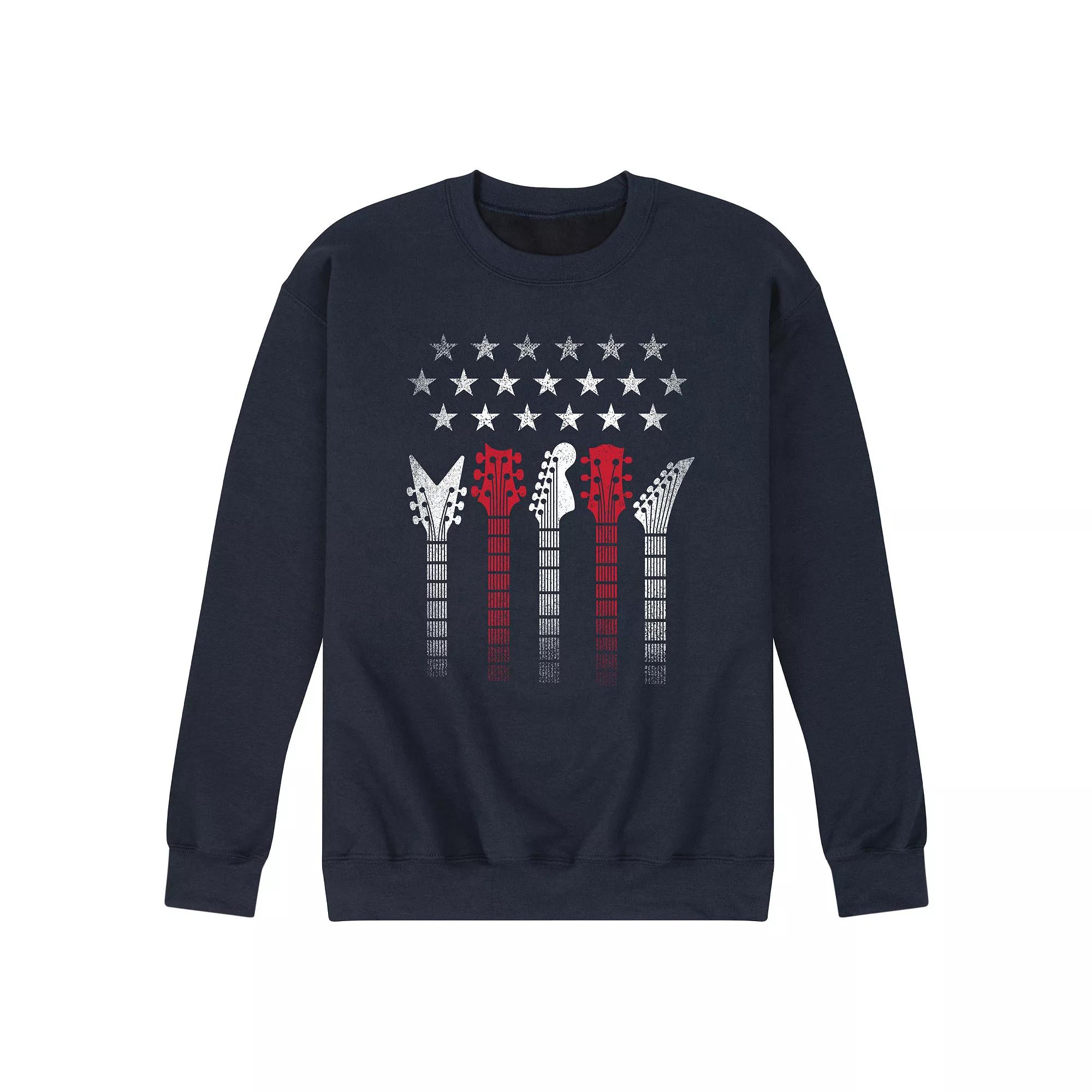 Men's Americana Flag Guitars Fleece Sweatshirt,  Product Image