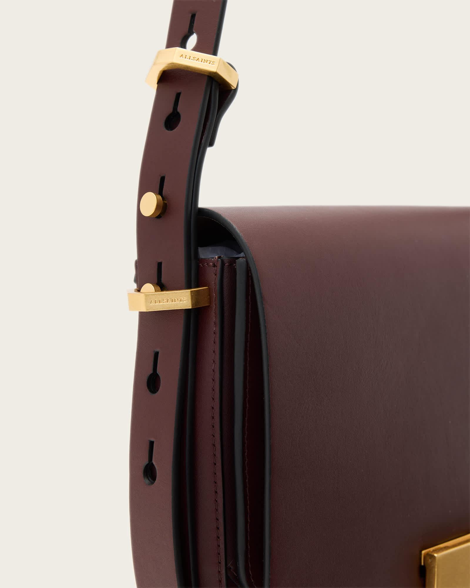 Etta Leather Satchel Bag Dark Red | ALLSAINTS US Product Image
