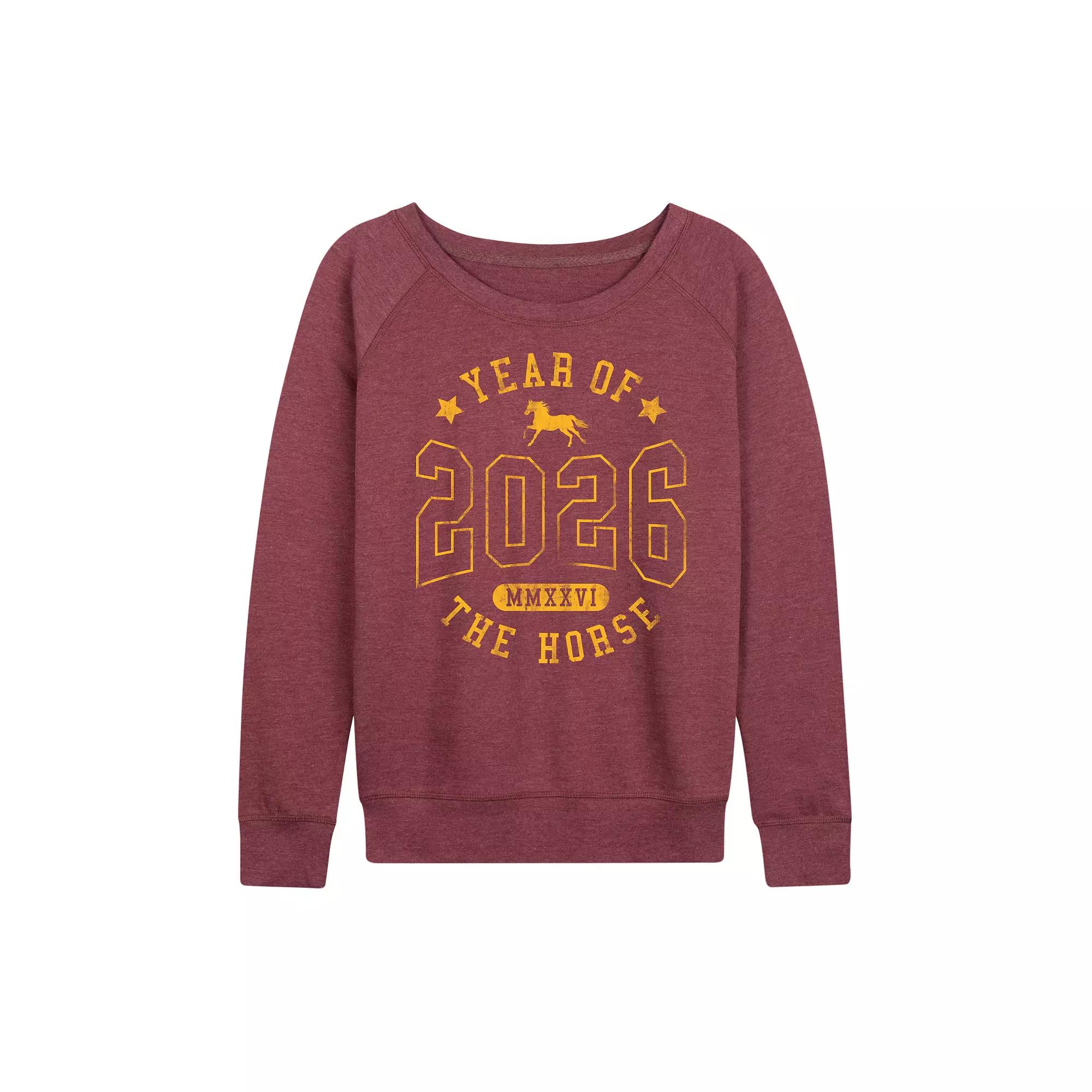 Women's Peanuts Snoopy Playing Hockey French Terry Long Sleeve Tee,  Product Image