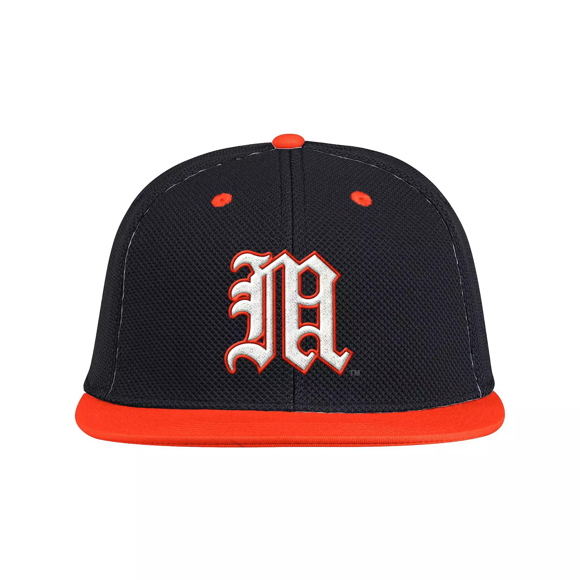Men's adidas Black/Orange Miami Hurricanes On-Field Baseball Fitted Hat, Size: 8 Product Image