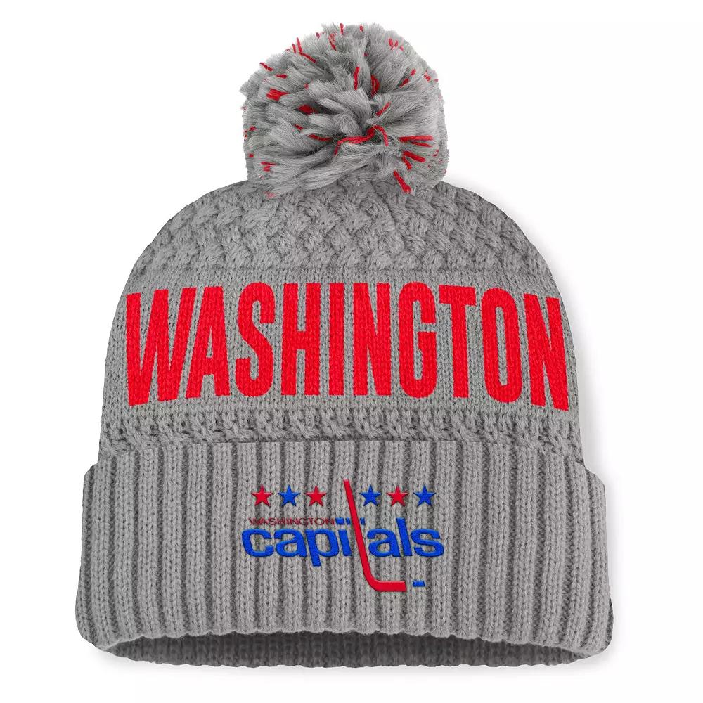 Women's Fanatics Gray Washington Capitals Heritage Tilly Cuffed Knit Hat with Pom, Grey Product Image