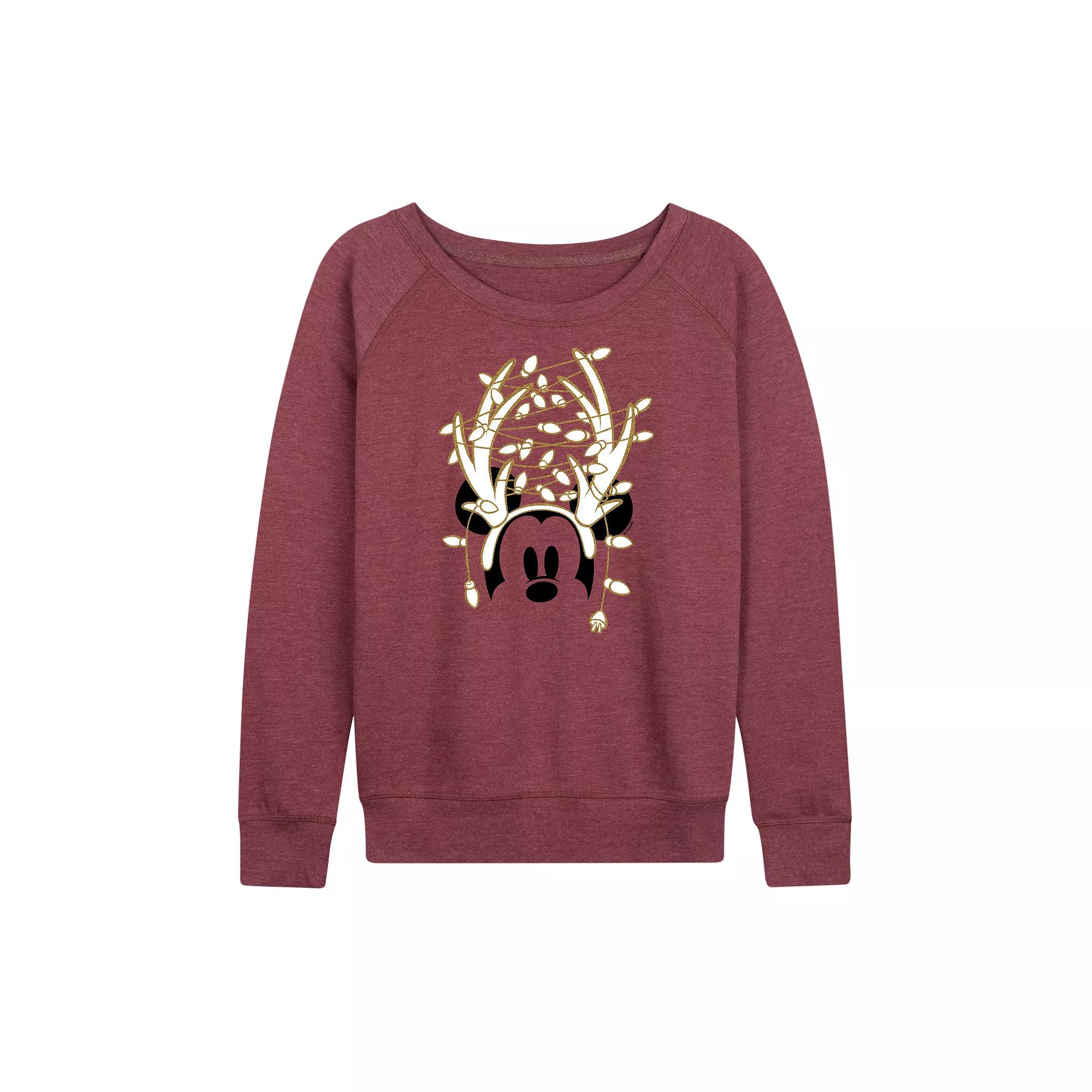 Disney's Mickey Mouse Women's Gold Antlers French Terry Long Sleeve Tee,  Product Image