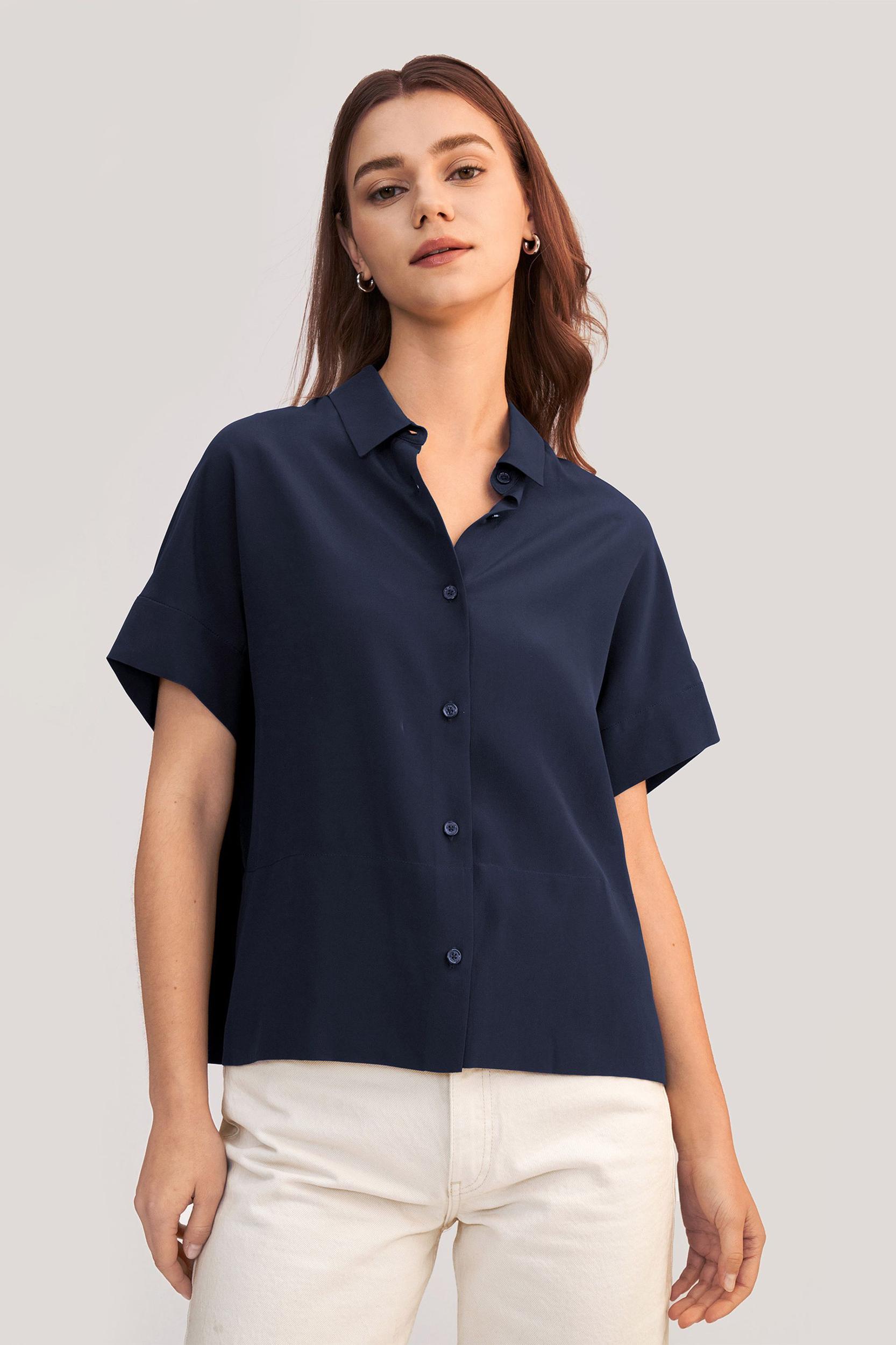 Casual Short Sleeves Loose Silk T-Shirt Product Image