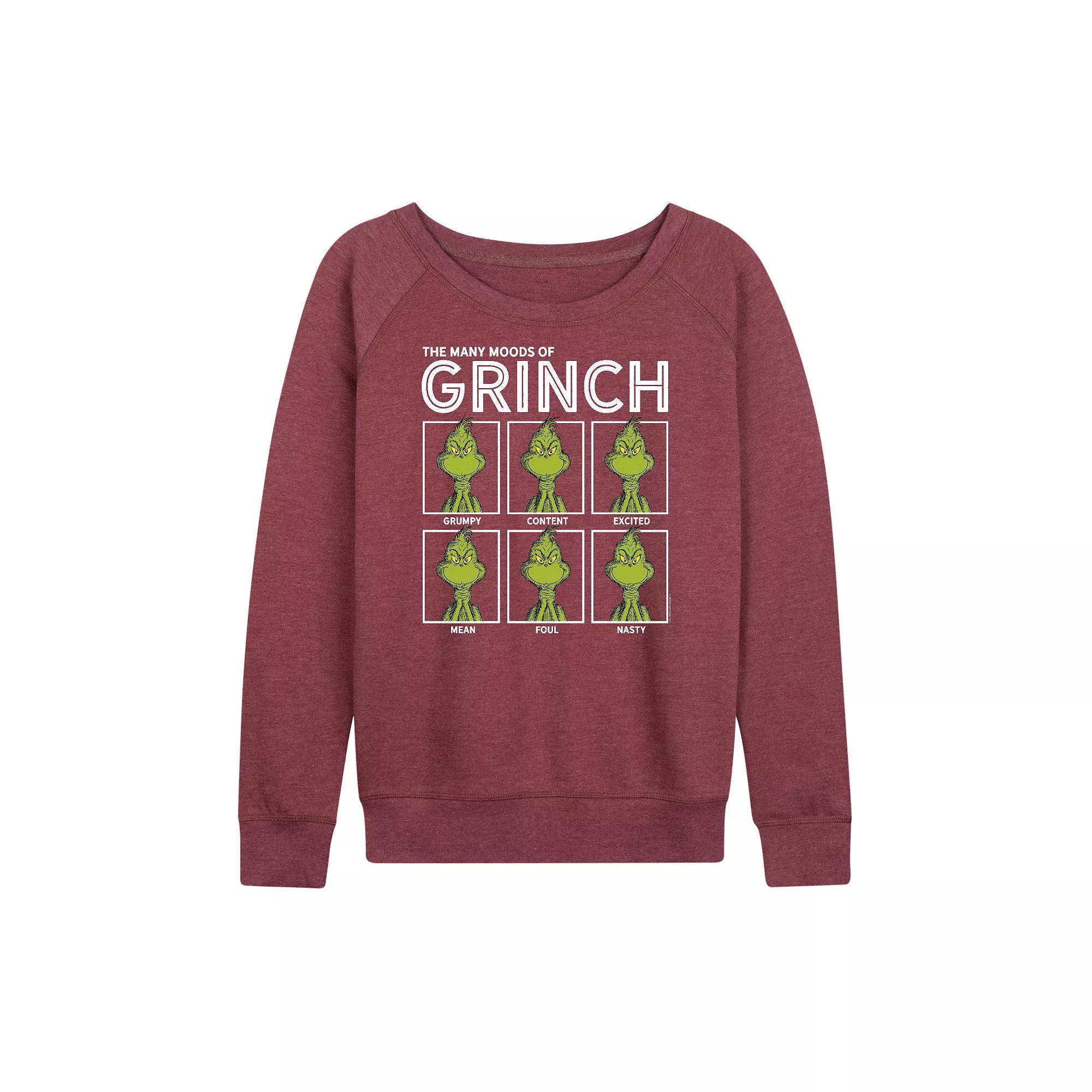 Women's Dr. Seuss The Grinch Many Moods French Terry Long Sleeve Tee, Girl's,  Product Image