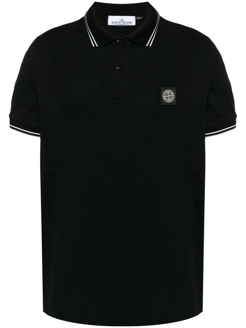 STONE ISLAND Mens Black Brand-patch Regular-fit Stretch-cotton Polo Shirt Xl Product Image