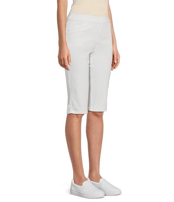 Intro Petite Size Rivet Trim Flower Skimmer Denim Pull-On Shorts Product Image